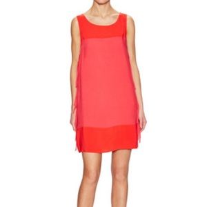 Ella Moss Colorblock Fringe Trim shift Dress Size M pink red